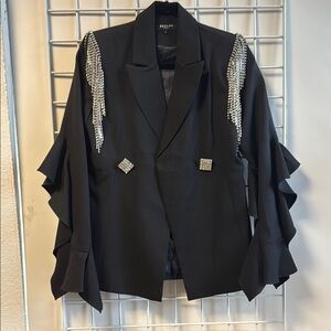 Belulah Black Blazer with Silver Embellishments Size Small life of a showgirl